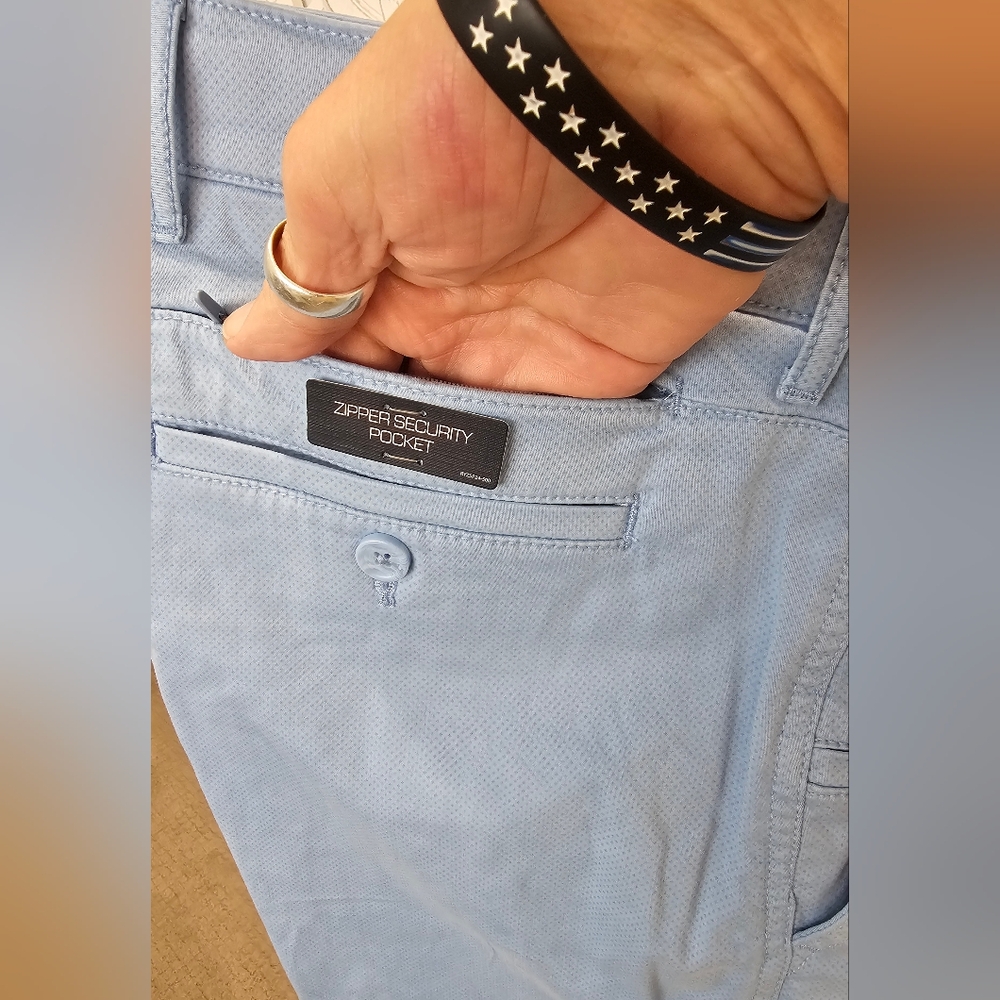 Icy Blue Flat Front Mens Travel Carry-On Shorts Sz 36, 38, 40, 42 W/ 9" Inseam - Picture 2 of 10
